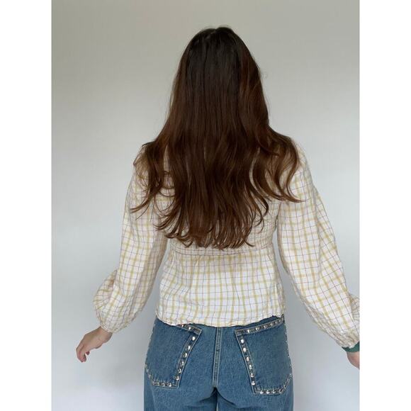 Universal Threads Yellow Plaid Shirred Top - Size Small - Picture 5 of 8